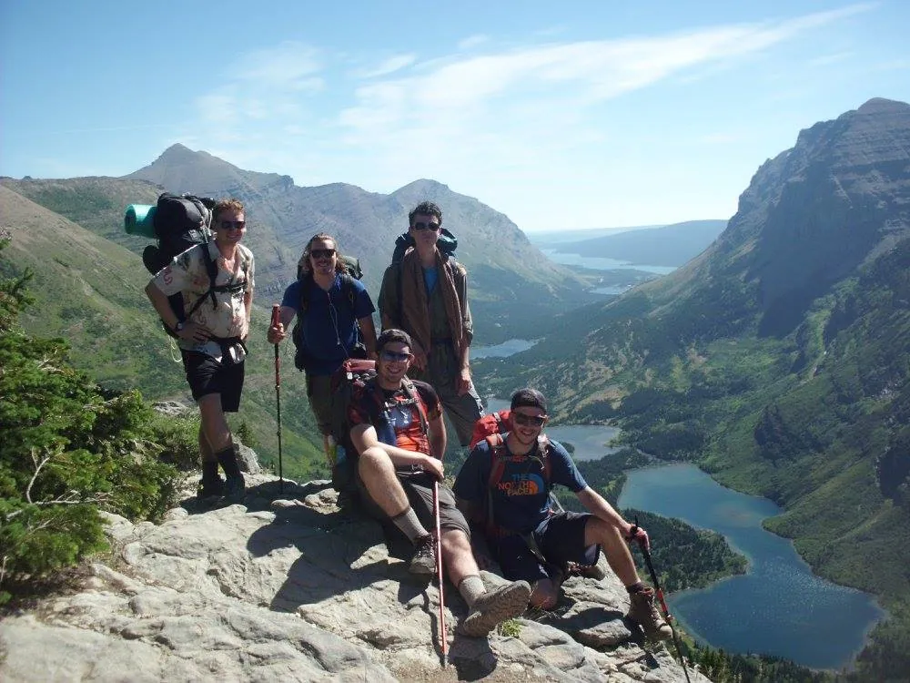 Backpacking above the lakes in Glacier National Park