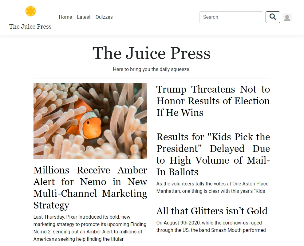 The Juice Press home page